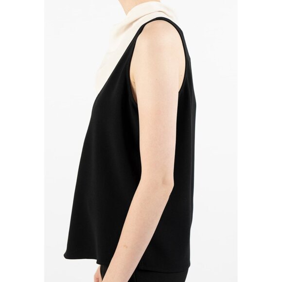 ALC Womens Cate Sleeveless Colorblock Top Black White Draped Cowl Neck size 2 - Picture 3 of 15